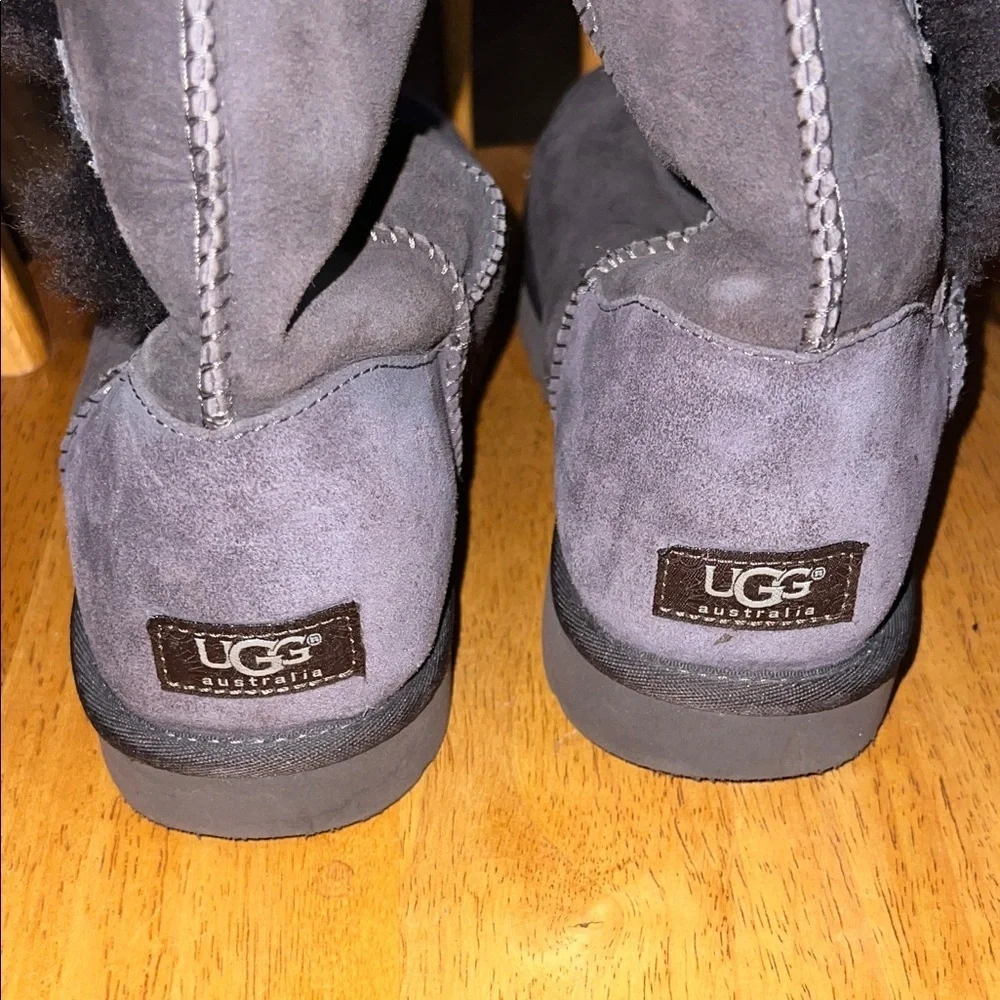UGG Women's Bailey Button Triplet Black Suede Sheepskin Tall Boots Size 10